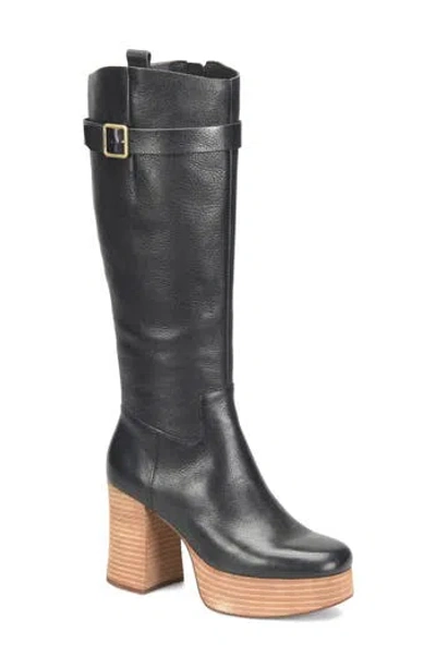 Kork-ease ® Becky Platform Knee High Boot In Black Leather