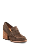 Kork-ease Women's Modeste Heeled Loafer In Dark Castagno Suede In Dark Brown Suede