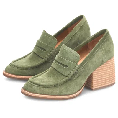 KORK-EASE KORK-EASE MODESTE PENNY LOAFERS WOMEN'S USGREEN SUEDE BLOCK HEEL ZOGG1751