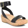Kork-ease ® Mullica Ankle Strap Platform Wedge Sandal In Black Leather