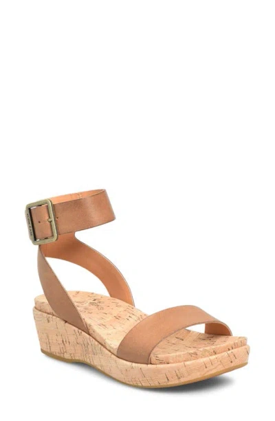 Kork-ease Mullica Ankle Strap Platform Wedge Sandal In Brown Leather