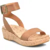 Kork-ease Mullica Ankle Strap Platform Wedge Sandal In Brown Leather