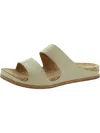 Kork-ease Tutsi Dual Band Womens Faux Leather Open Toe Slide Sandals In White