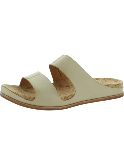 Kork-ease Tutsi Dual Band Womens Faux Leather Open Toe Slide Sandals In White