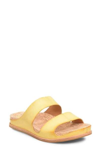 Kork-ease Tutsi Slide Sandal In Yellow Leather