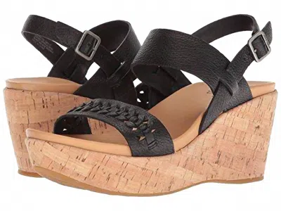 Kork-ease Women's Austin Braid Full Grain Wedge Sandal In Black
