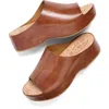 Kork-ease Women's Yazmin Leather Slide Sandal In Dark Brown In Multi