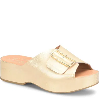 Kork-ease Women's York Platform Sandal In Gold Metallic