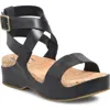 Kork-ease Yadira Ankle Strap Platform Sandal In Black Leather