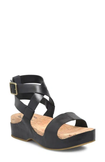 Kork-ease Yadira Ankle Strap Platform Sandal In Black Leather