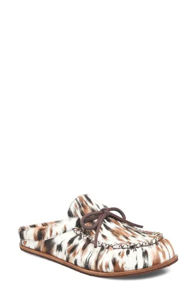 Kork-ease ® Alize Leather Flat Mule In White/black Calfhair
