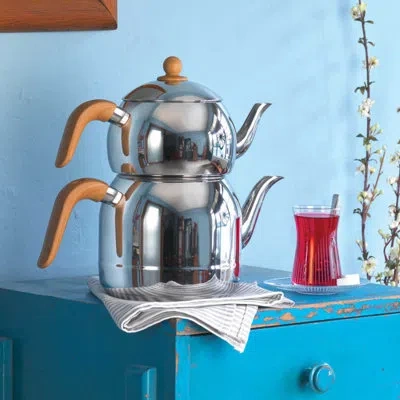 Korkmaz 121.7oz. Stainless Steel Teapot Set In Silver
