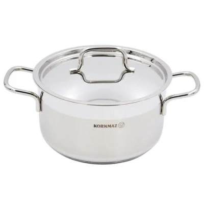 Korkmaz Alfa 2 Piece 3.5 Liter Stainless Steel Casserole Dish With Lid In Silver