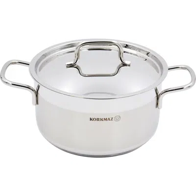 Korkmaz Alfa 2 Piece 4 Liter Stainless Steel Casserole Dish With Lid In Silver