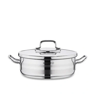 Korkmaz Astra Stainless Steel Capsulated Low Casserole With Stainless Steel Lids, Astra, 3.75 Quarts In Silver