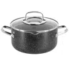 Korkmaz Galaksi Non Stick 8 Inch 3 Liter Casserole With Lid In Black In Black