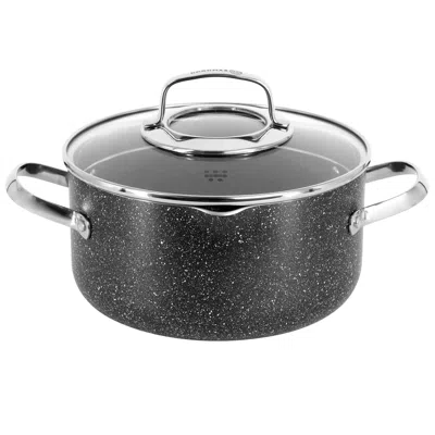 Korkmaz Galaksi Non Stick 8 Inch 3 Liter Casserole With Lid In Black