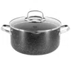Korkmaz Galaksi Non Stick 9.5 Inch 5 Liter Casserole With Lid In Black In Gray
