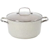 Korkmaz Granita 8 Liter Aluminum Nonstick Casserole With Lid In White