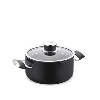 Korkmaz Lena Ceramic Stock Pot Induction Compatible Dutch Oven With Glass Lid In Black