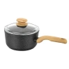 Korkmaz Montana 2 Piece 2 Liter Aluminum Nonstick Saucepan With Lid And Faux Wood Handles In Black