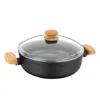 Korkmaz Montana 2 Piece 3.5 Liter Aluminum Nonstick Low Casserole Dish With Lid And Faux Wood Handles In Black