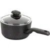 Korkmaz Ornella 2 Piece 2 Liter Quart Aluminum Nonstick Saucepan With Lid In Black