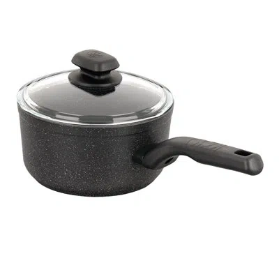 Korkmaz Ornella 2 Piece 2 Liter Quart Aluminum Nonstick Saucepan With Lid In Black