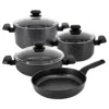Korkmaz Ornella 7 Piece Non Stick Aluminum Cookware Set In Black In Black