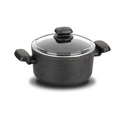 Korkmaz Ornella Aluminum Stock Pot With Lid In Black