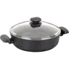Korkmaz Ornella Non Stick 10 Inch 3.5 Liter Low Casserole With Lid In Black