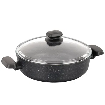 KORKMAZ ORNELLA NON STICK 9.5 INCH 2.5 LITER LOW CASSEROLE WITH LID IN BLACK