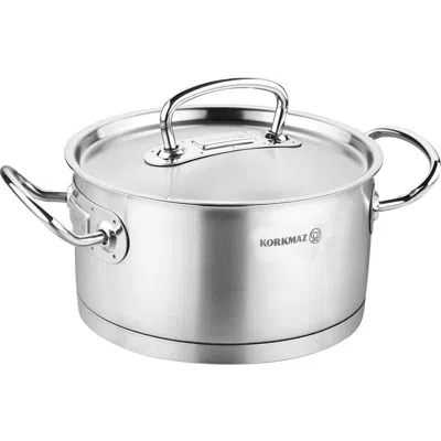 Korkmaz Proline Professional Series 1.5 Liter Stainless Steel Low Casserole With Lid In Silver