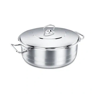 Korkmaz Stainless Steel Round Dutch Oven With Lid In Chrome;nickel