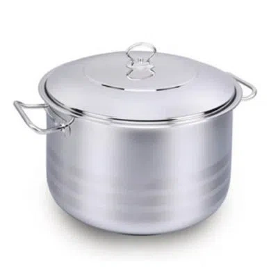 Korkmaz Stainless Steel Stockpot With Lid In Chrome;nickel