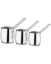 Korkmaz Tombik 3 Piece Stainless Steel Turkish Coffee Pot Set In Silver In Grey