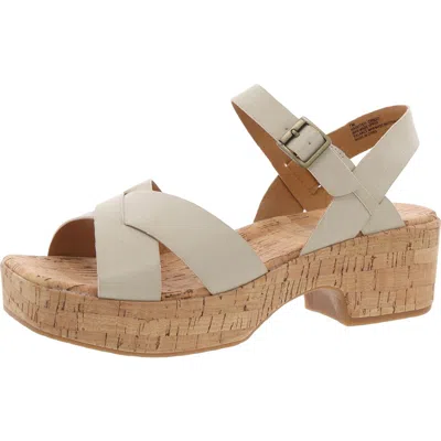 Korks Dashaii Womens Buckle Faux Leather Ankle Strap In White