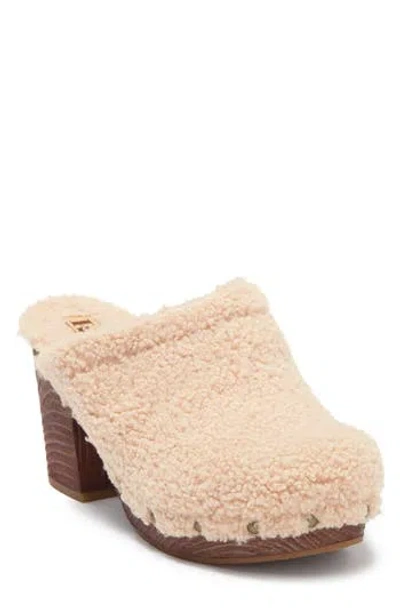 Korks Footwear Faux Fur Teddy Clog In Beige