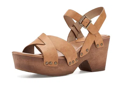 Korks Leda Ankle Strap Platform Sandal In Brown