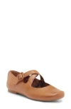 Korks Paige Crossover Mary Jane Flat In Tan