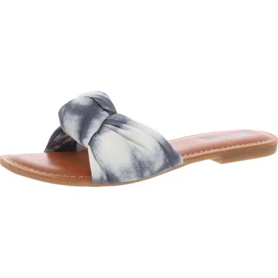 Korks Soleil Womens Bow Satin Slide Sandals In Blue