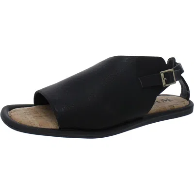 Korks Tate Womens Faux Leather Comfort Ankle Strap In Black