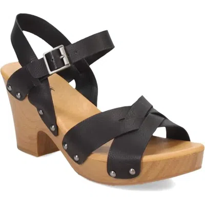 Korks Women's  Bagley Sandals Black Leather Studded Block Heel Platform Zap1455