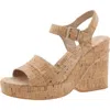 Korks Womens Buckle Cork Wedge Heels In White