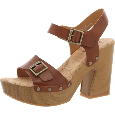Korks Womens Buckle Faux Leather Block Heel In Multi