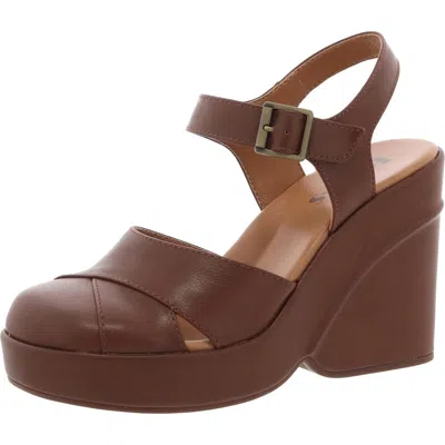 Korks Womens Buckle Faux Leather Platform Sandals In Brown