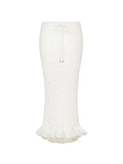 Korobeynikov Crocheted Ruffled Maxi Skirt In White