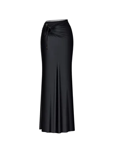 Korobeynikov Cut-out Metallic-shine Maxi Skirt In Black
