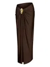 Korobeynikov Gold-embellished Side-split Skirt In Brown