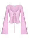 Korobeynikov Lace-up Ribbed Top In Pink
